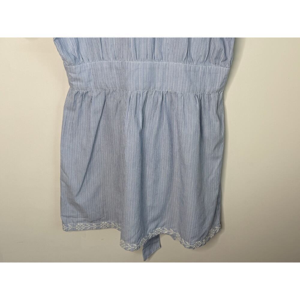 Stark Embroidered Ruffle Trim Short Sleeve Mini Shirtdress Blue White Women's S - Picture 9 of 10